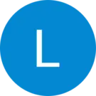 A blue circle with the letter l in it.